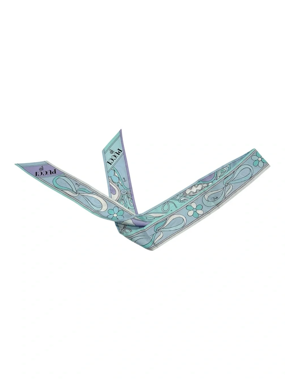 Emilio Pucci Aqua & Lavender Silk Twilly Scarf